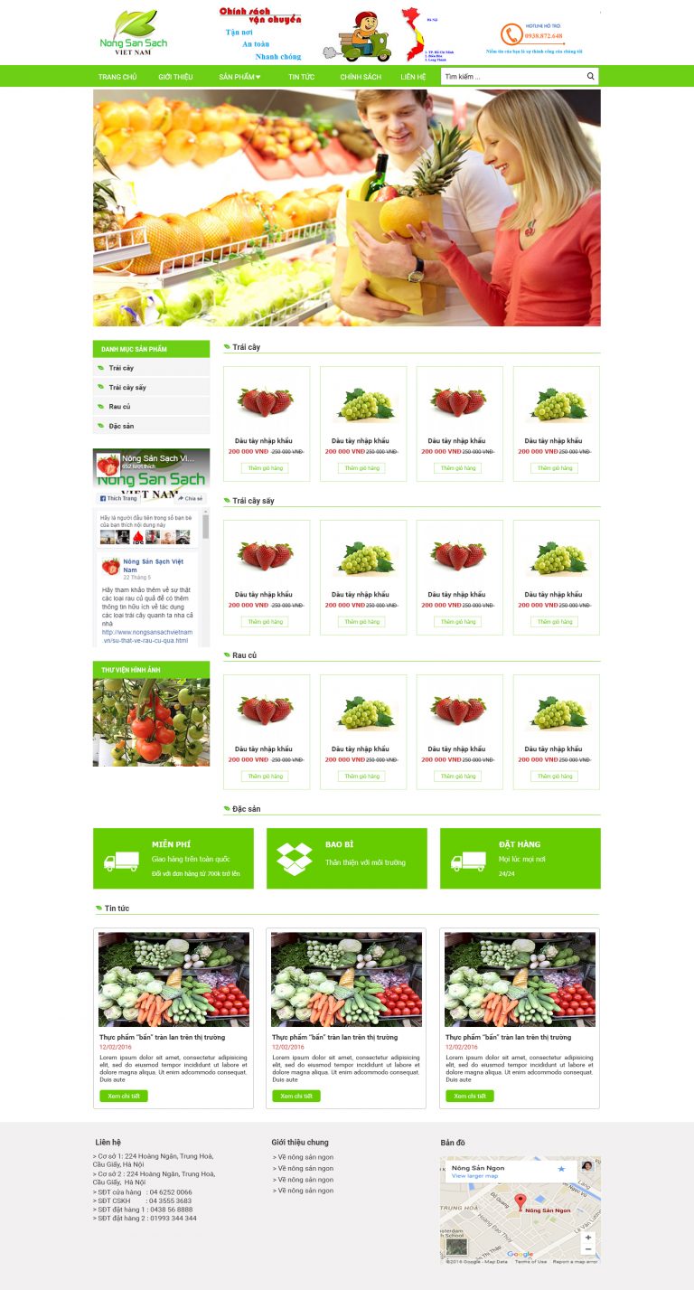 Mẫu website bán hàng Nông sản sạch
